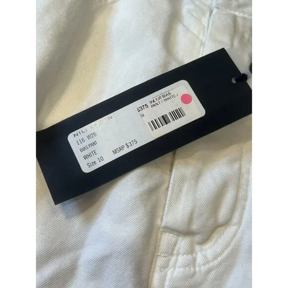 NWT NILI LOTAN Bias Linen/Cotton Pants in White Size 10 3NL135 MSRP $375